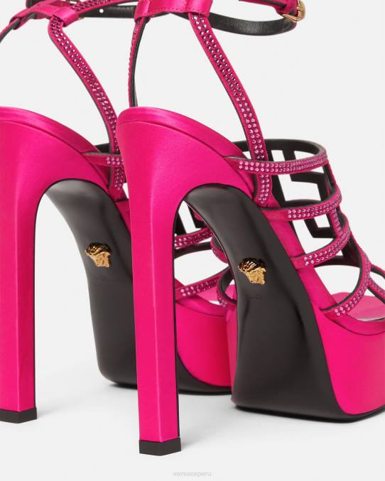 Versace zapato mujer sandalias con greca maze y cristales 6BPV468 rosa