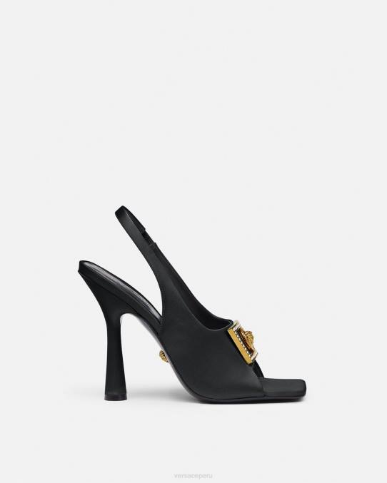 Versace zapato mujer sandalias con medusa y cristales 6BPV465 negro