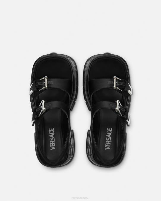 Versace zapato mujer sandalias con plataforma y motivo Medusa 6BPV438 negro