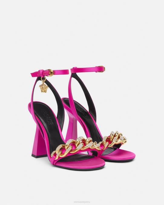 Versace zapato mujer sandalias con tacón alto y cadena de Medusa 6BPV462 fucsia