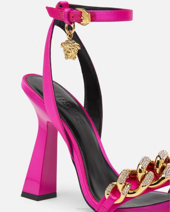 Versace zapato mujer sandalias con tacón alto y cadena de Medusa 6BPV462 fucsia