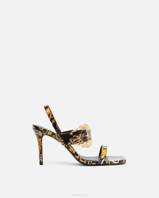 Versace zapato mujer sandalias con tira trasera emily de alta costura con logo 6BPV2282 oro negro