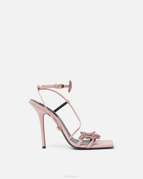Versace zapato mujer sandalias de raso con mariposas de cristal 6BPV437 rosa