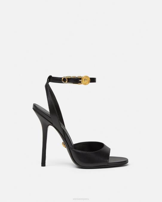 Versace zapato mujer sandalias de tacón alto con imperdible 6BPV449 negro