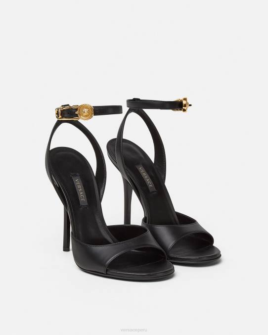 Versace zapato mujer sandalias de tacón alto con imperdible 6BPV449 negro