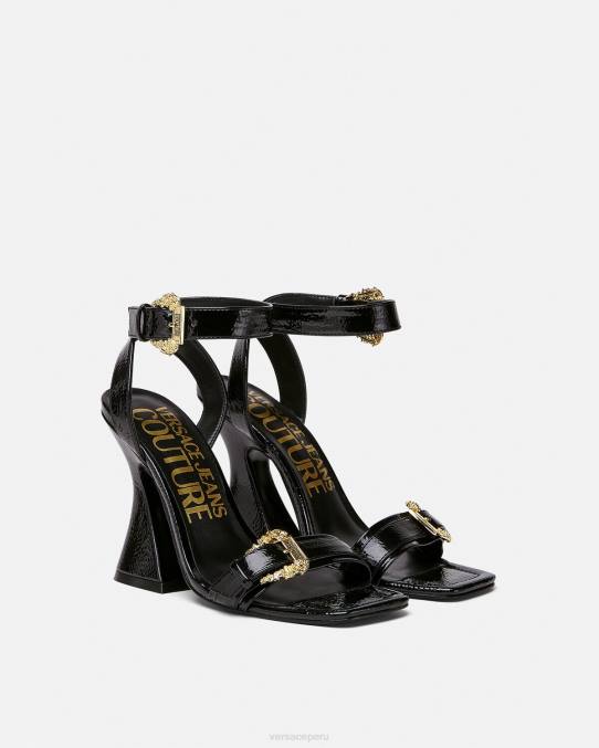 Versace zapato mujer sandalias kirsten con hebilla barroca 6BPV2293 negro