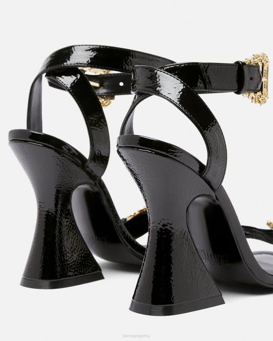 Versace zapato mujer sandalias kirsten con hebilla barroca 6BPV2293 negro