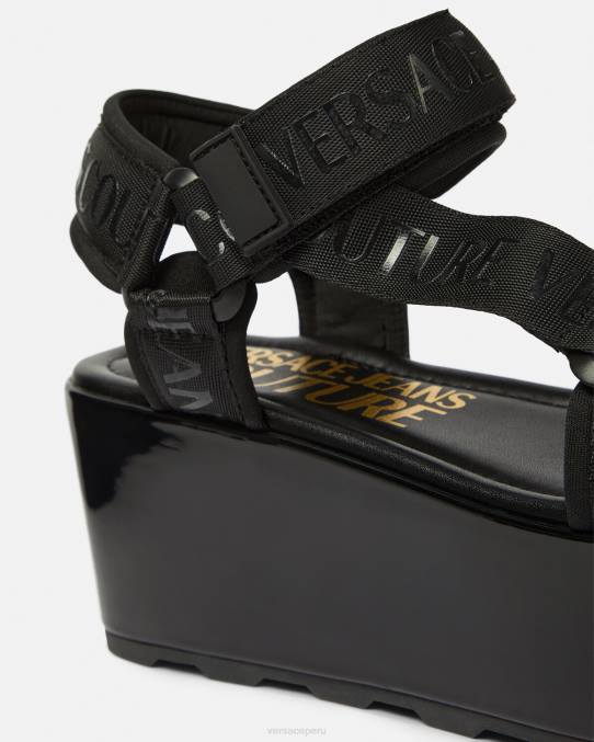 Versace zapato mujer sandalias mallory con plataforma y logo 6BPV2294 negro