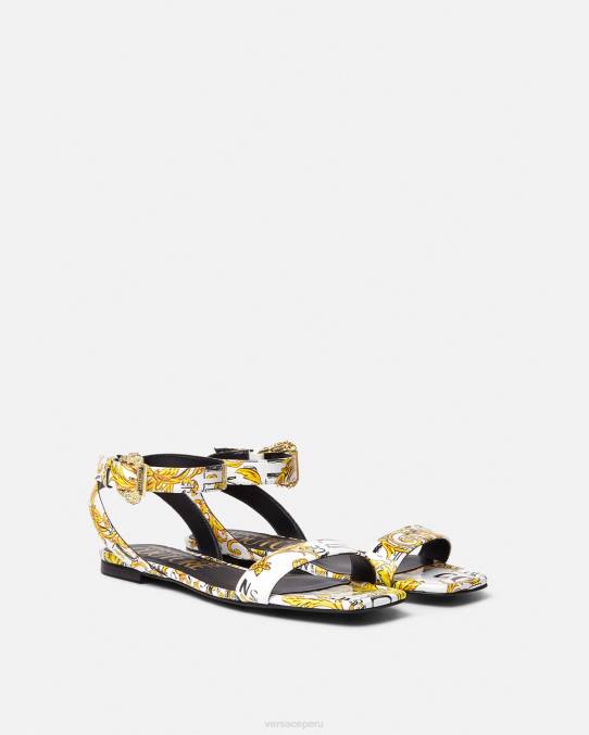 Versace zapato mujer sandalias planas millie de alta costura pop 6BPV2298 oro y blanco