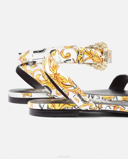 Versace zapato mujer sandalias planas millie de alta costura pop 6BPV2298 oro y blanco