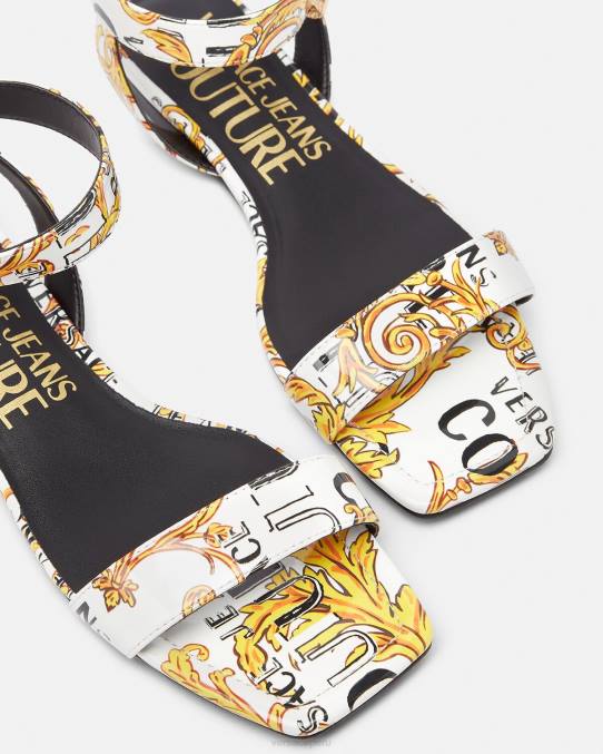 Versace zapato mujer sandalias planas millie de alta costura pop 6BPV2298 oro y blanco