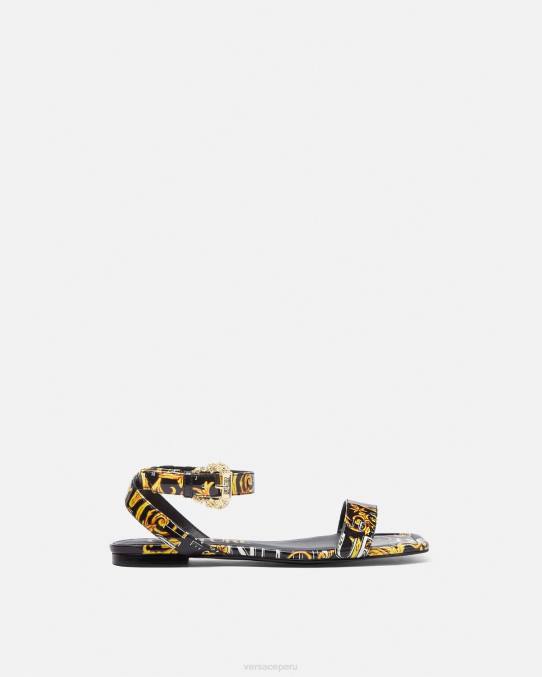 Versace zapato mujer sandalias planas millie de alta costura pop 6BPV2299 oro negro