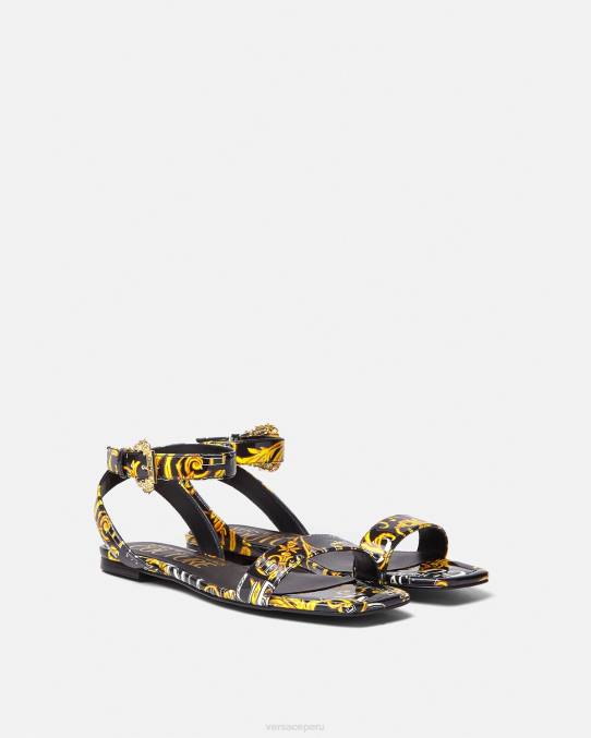 Versace zapato mujer sandalias planas millie de alta costura pop 6BPV2299 oro negro