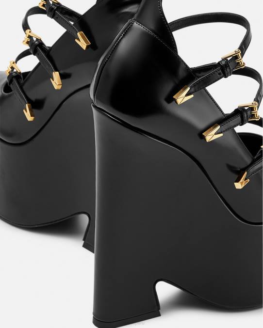 Versace zapato mujer bombas de plataforma tempestad 6BPV493 negro