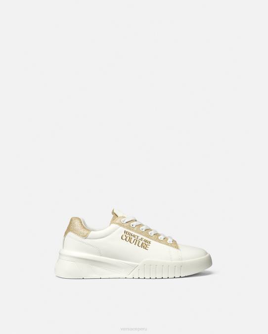 Versace zapato mujer zapatillas altas 6BPV2311 oro y blanco