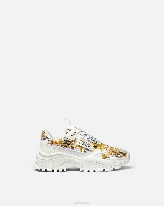 Versace zapato mujer zapatillas altas de alta costura con logo 6BPV2287 oro y blanco