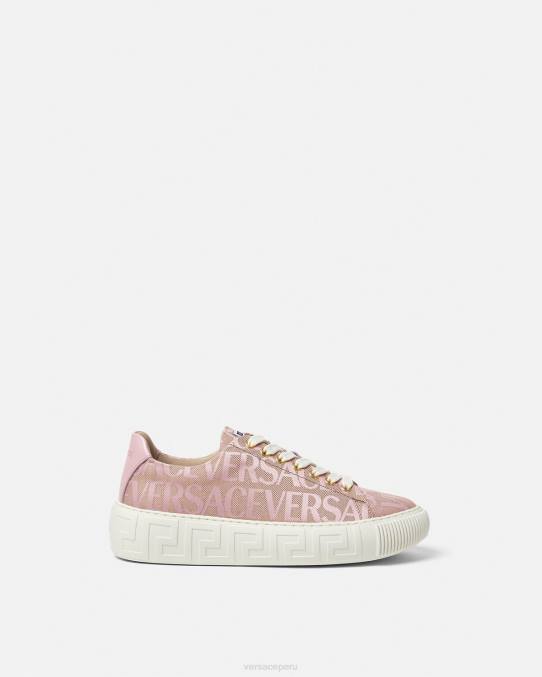 Versace zapato mujer zapatillas con greca en toda la prenda 6BPV499 rosa y estampado