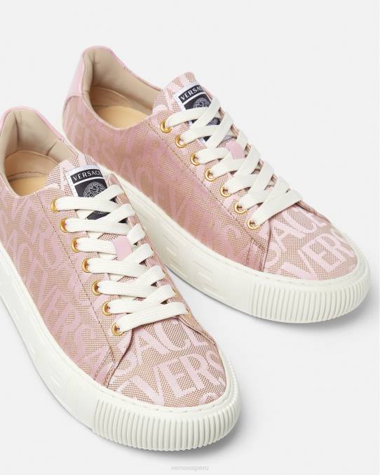 Versace zapato mujer zapatillas con greca en toda la prenda 6BPV499 rosa y estampado