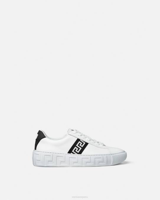 Versace zapato mujer zapatillas con grecas 6BPV502 blanco negro