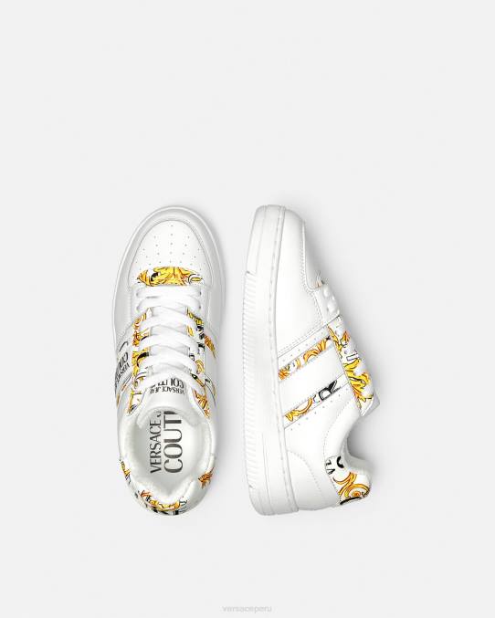 Versace zapato mujer zapatillas con logo Brush Couture Meyssa 6BPV2295 oro y blanco