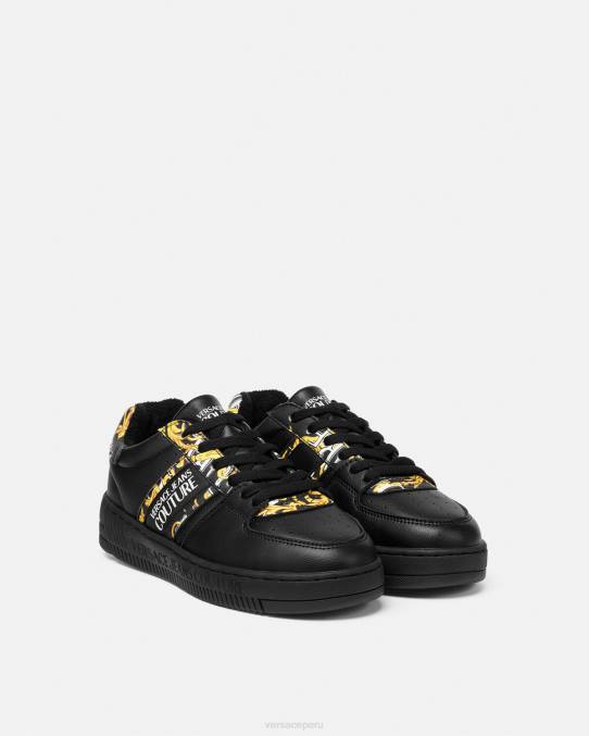 Versace zapato mujer zapatillas con logo Brush Couture Meyssa 6BPV2296 oro negro