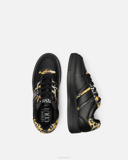 Versace zapato mujer zapatillas con logo Brush Couture Meyssa 6BPV2296 oro negro