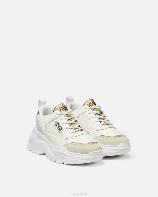 Versace zapato mujer zapatillas de deporte speedtrack 6BPV2264 oro y blanco