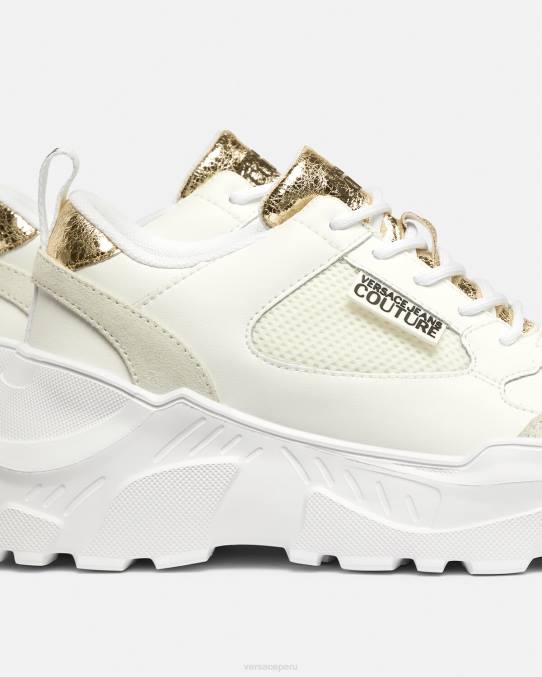 Versace zapato mujer zapatillas de deporte speedtrack 6BPV2264 oro y blanco