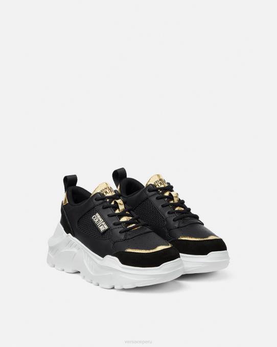 Versace zapato mujer zapatillas de deporte speedtrack 6BPV2265 oro negro