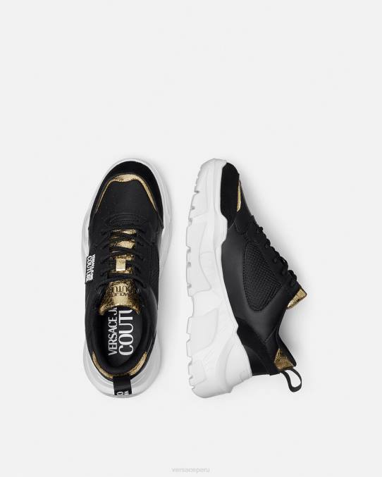 Versace zapato mujer zapatillas de deporte speedtrack 6BPV2265 oro negro