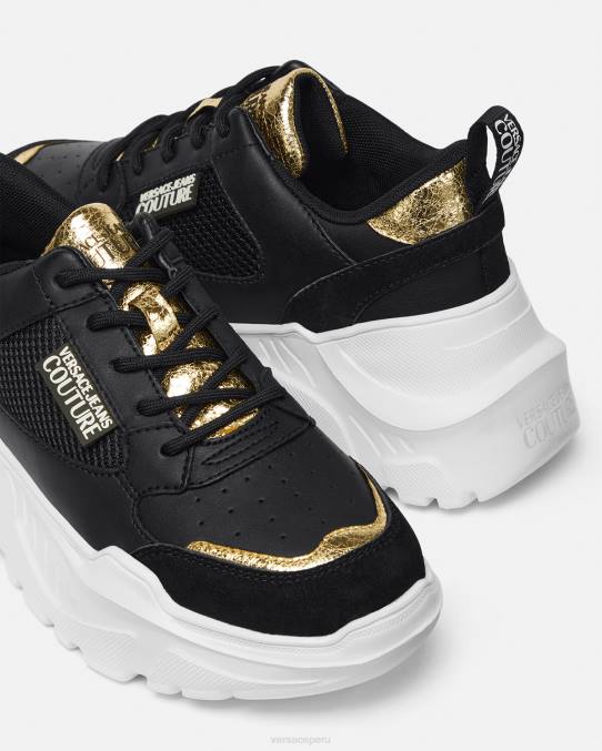 Versace zapato mujer zapatillas de deporte speedtrack 6BPV2265 oro negro