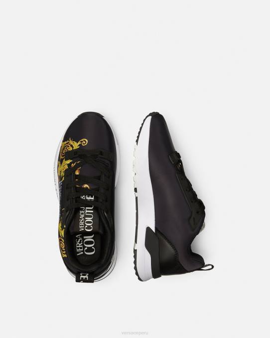 Versace zapato mujer zapatillas dinámicas de alta costura con logo 6BPV2280 oro negro