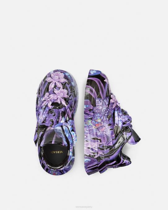 Versace zapato mujer zapatillas odissea con diseño barroco y orquídeas 6BPV512 violeta y estampado