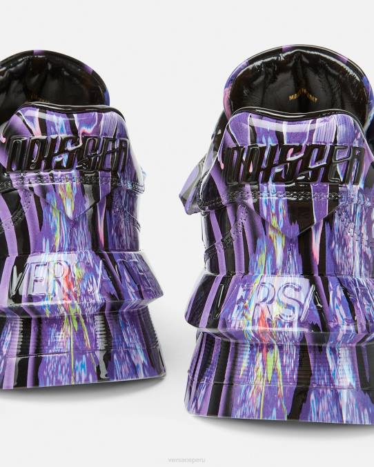 Versace zapato mujer zapatillas odissea con diseño barroco y orquídeas 6BPV512 violeta y estampado