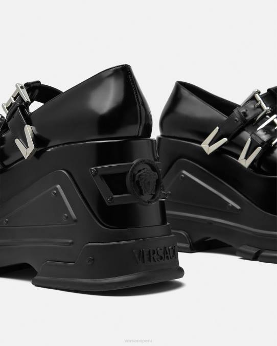 Versace zapato mujer zapatos de tacón con plataforma Medusa 6BPV497 negro