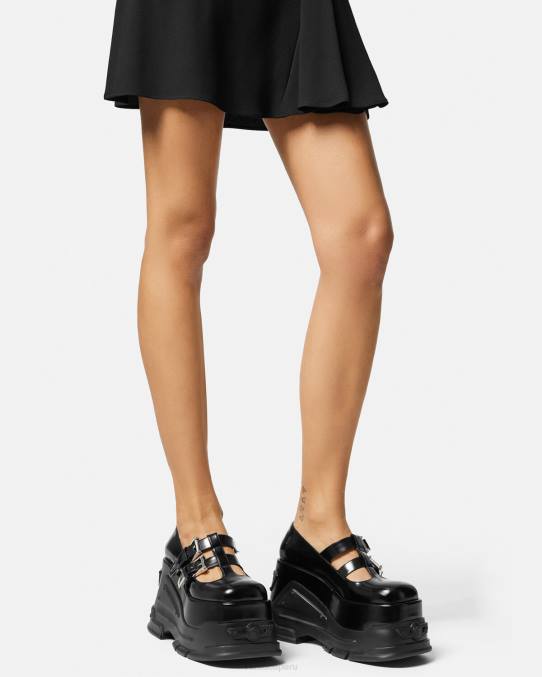 Versace zapato mujer zapatos de tacón con plataforma Medusa 6BPV497 negro