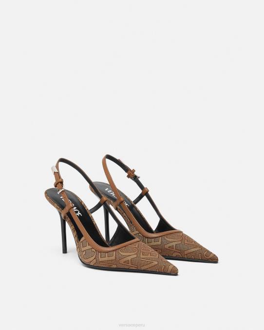 Versace zapato mujer zapatos de tacón con tira trasera 6BPV481 marrón