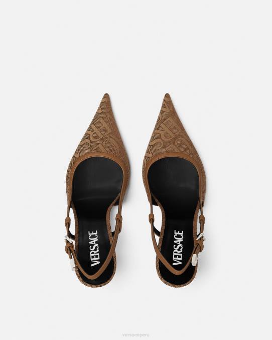 Versace zapato mujer zapatos de tacón con tira trasera 6BPV481 marrón