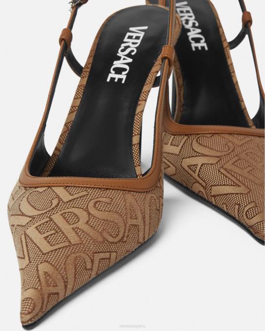 Versace zapato mujer zapatos de tacón con tira trasera 6BPV481 marrón
