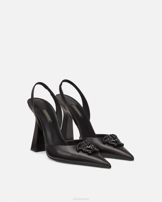 Versace zapato mujer zapatos de tacón con tira trasera la medusa 6BPV489 negro