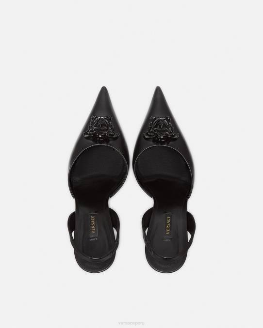 Versace zapato mujer zapatos de tacón con tira trasera la medusa 6BPV489 negro