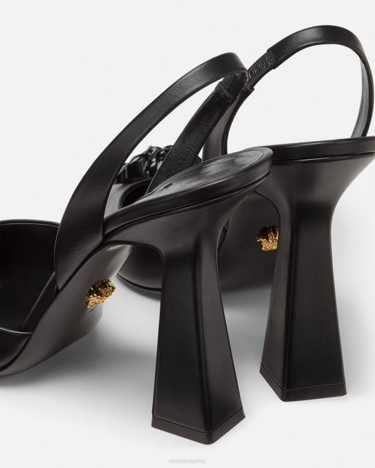 Versace zapato mujer zapatos de tacón con tira trasera la medusa 6BPV489 negro