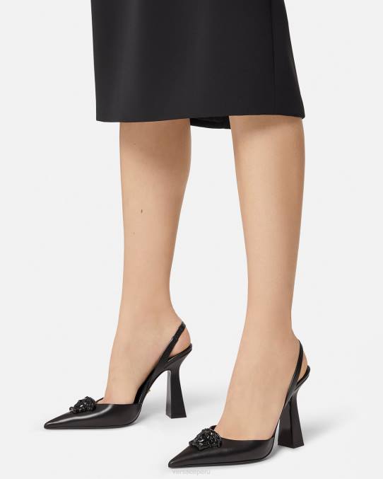 Versace zapato mujer zapatos de tacón con tira trasera la medusa 6BPV489 negro