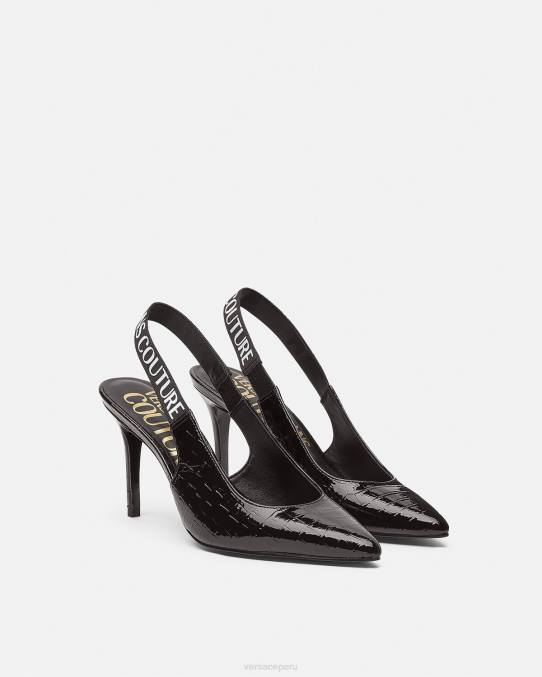 Versace zapato mujer zapatos de tacón con tira trasera y logo 6BPV2307 negro