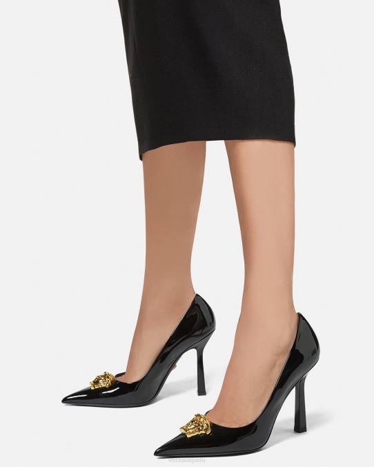 Versace zapato mujer zapatos de tacón la medusa de charol 6BPV488 negro