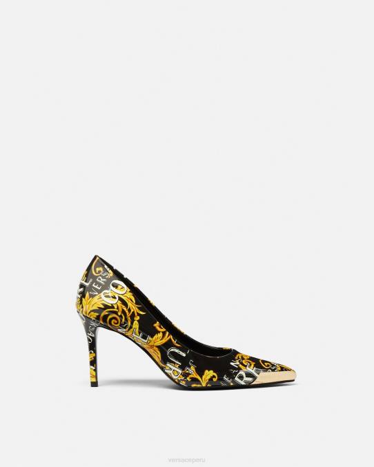 Versace zapato mujer zapatos de tacón scarlett de alta costura con logo 6BPV2304 oro negro