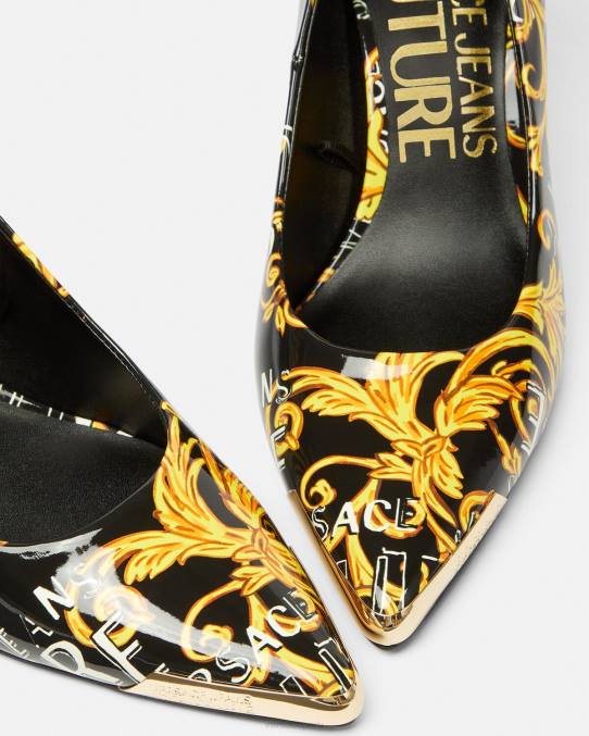 Versace zapato mujer zapatos de tacón scarlett de alta costura con logo 6BPV2304 oro negro