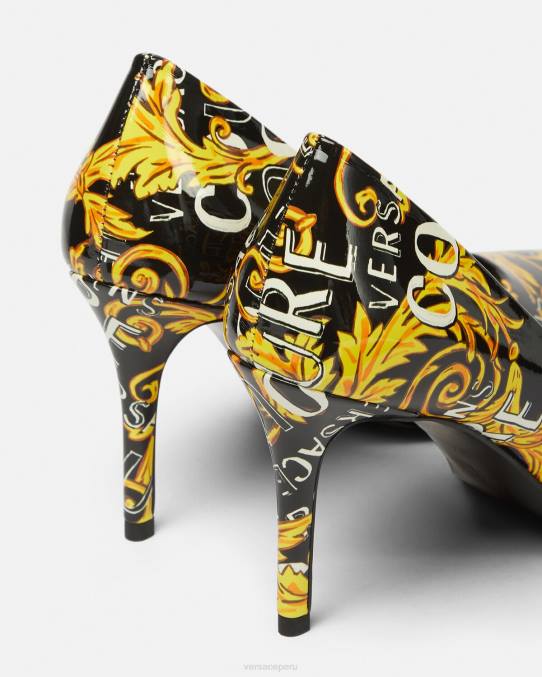 Versace zapato mujer zapatos de tacón scarlett de alta costura con logo 6BPV2304 oro negro