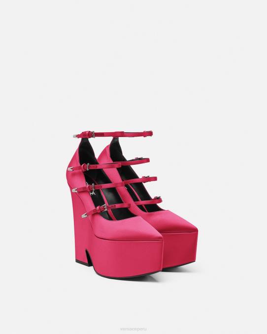 Versace zapato mujer zapatos de tacón tempest con plataforma de satén 6BPV495 fucsia