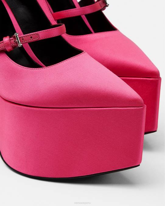 Versace zapato mujer zapatos de tacón tempest con plataforma de satén 6BPV495 fucsia